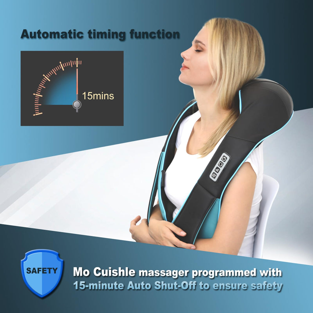 Mo Cuishle auto-timer 15-minute shut-off helps safe, unattended use.