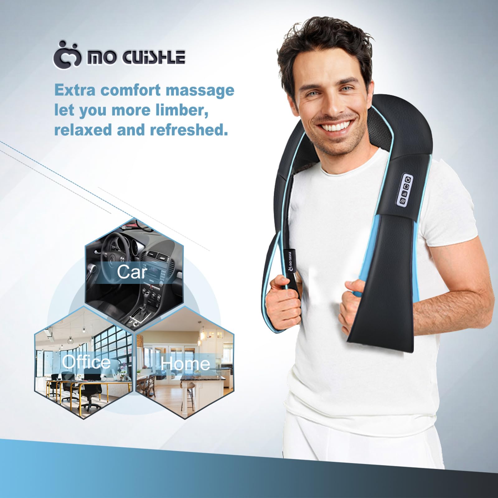 Mo Cuishle massage pillow in use delivering soothing neck and shoulder tension relief.