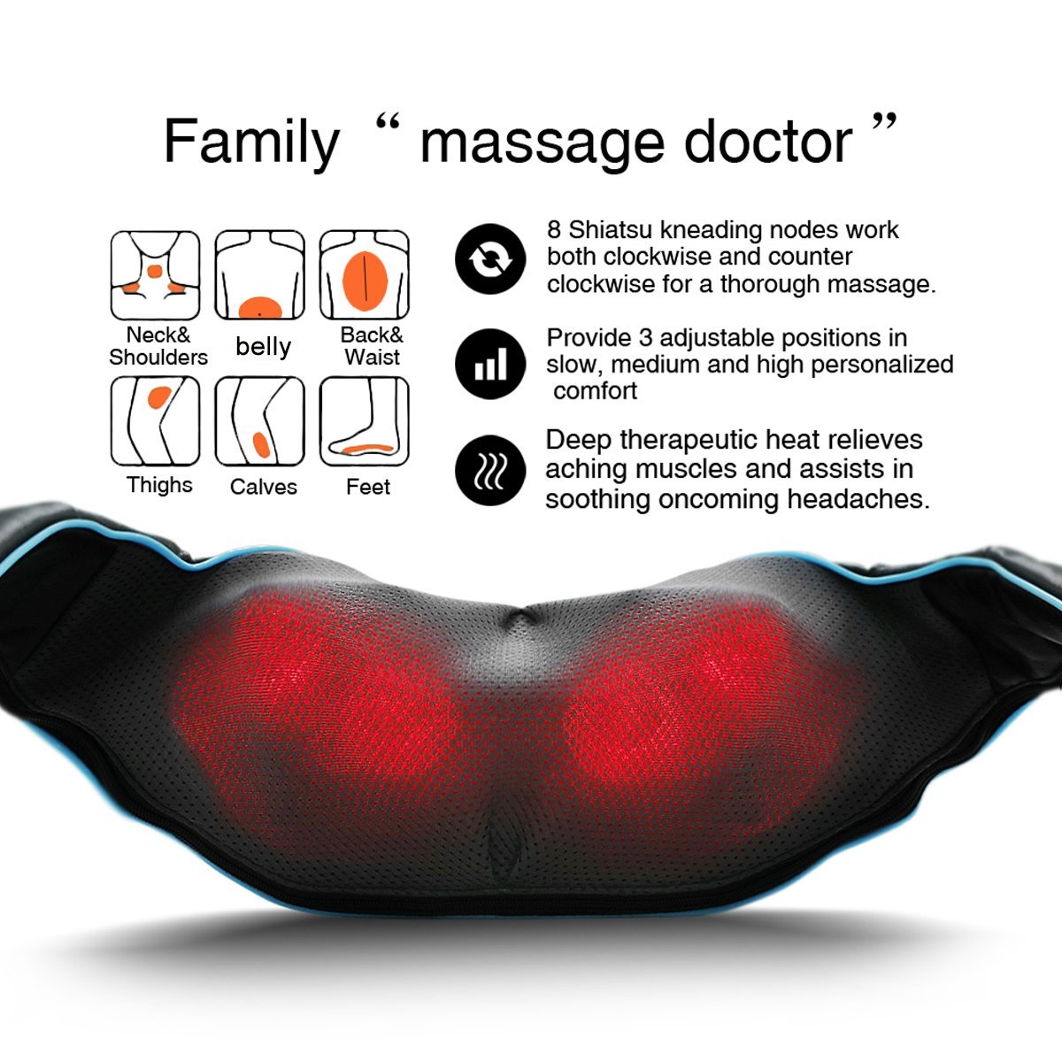 Mo Cuishle massager with infrared heating soothes tense muscles.