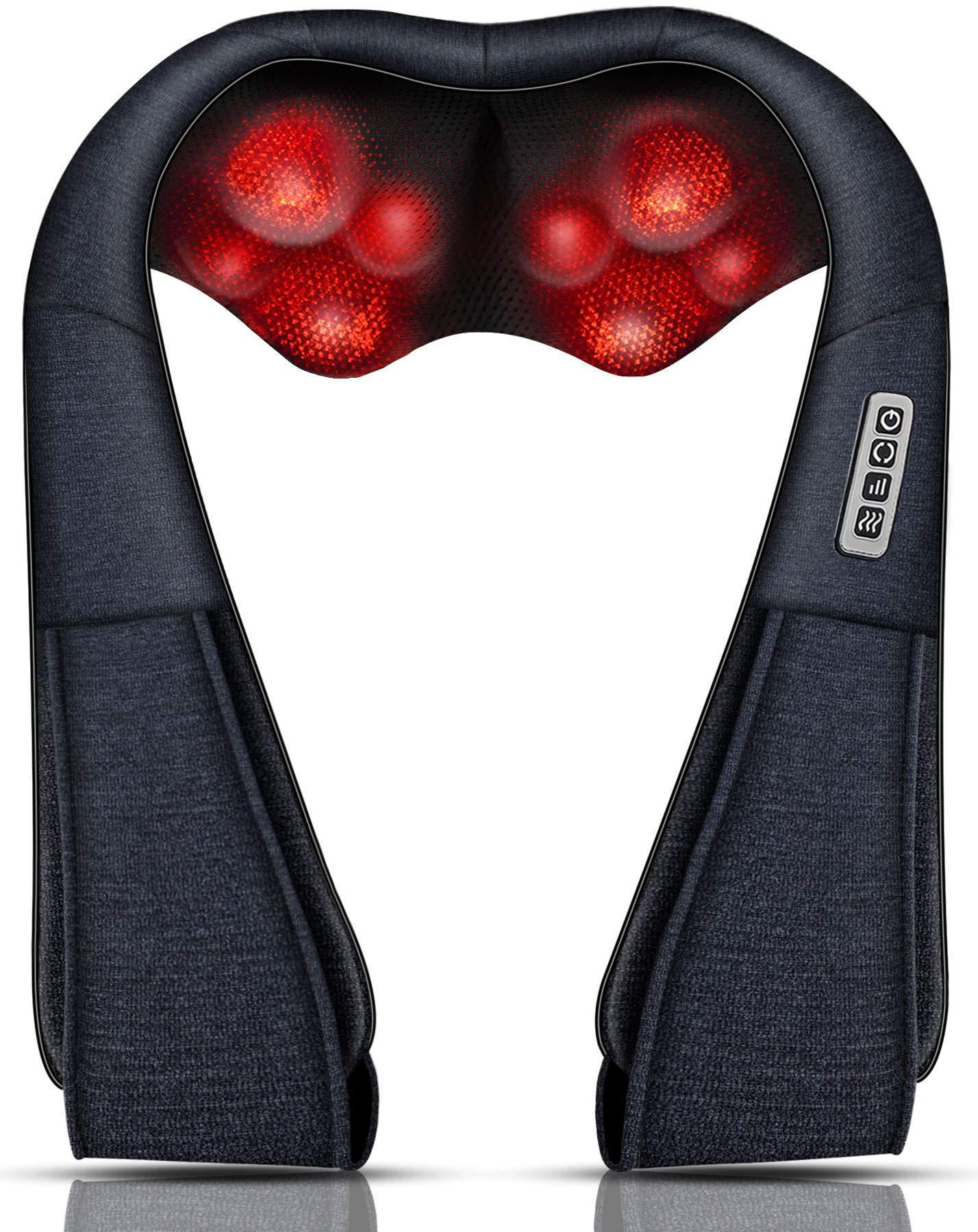 Mo Cuishle Shiatsu neck and back massager with intuitive buttons for customized relief.