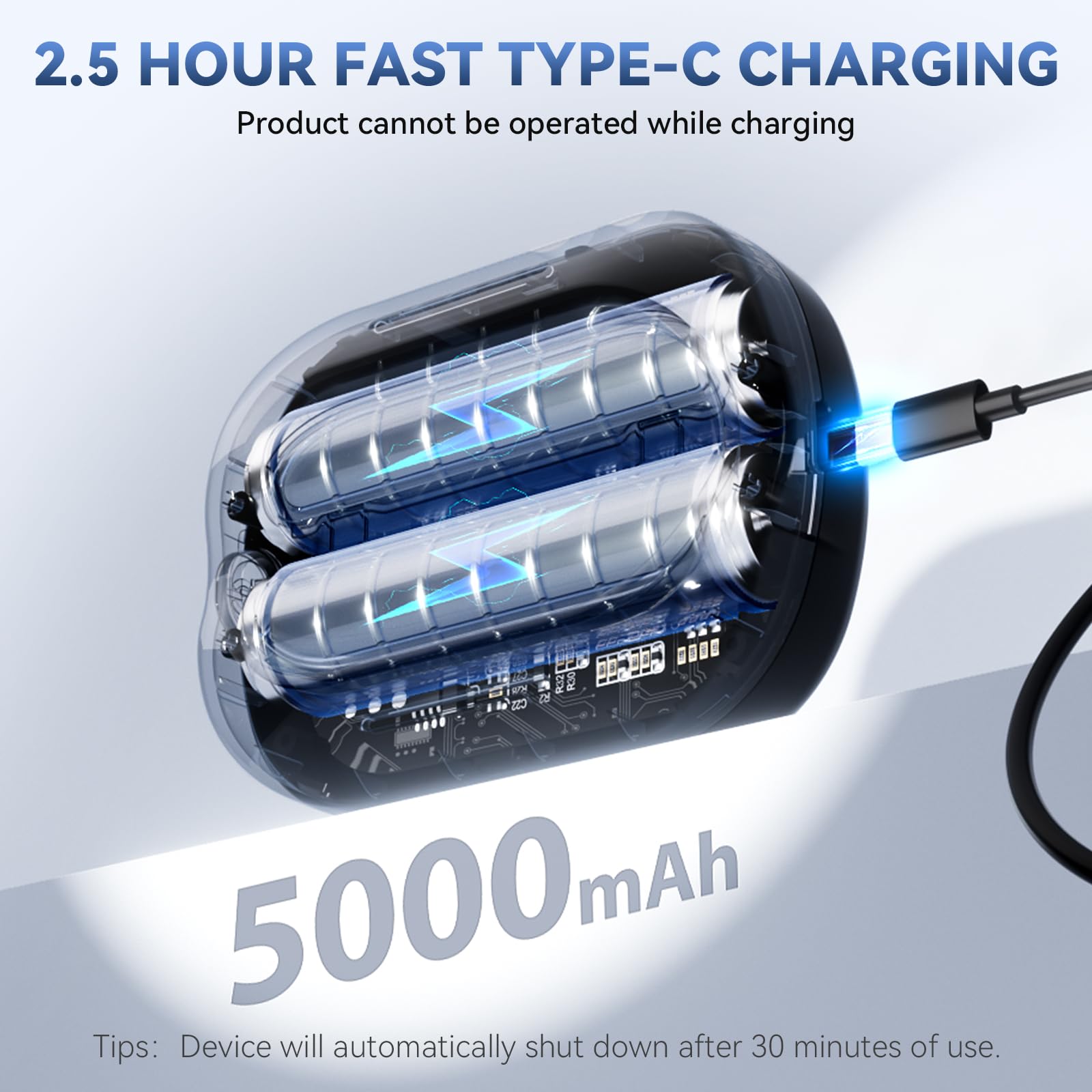 MoAcey 5000mAh battery enables long use between charges.