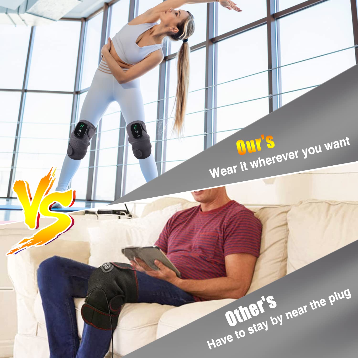 MOAJAZA cordless massager worn on the arm for hands-free relief.