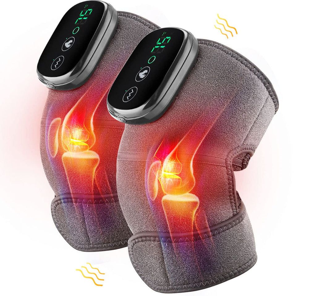 MOAJAZA heated knee massager with control panel and battery for portable relief.