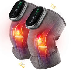 MOAJAZA heated knee massager with control panel and battery for portable relief.