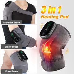 MOAJAZA wireless heated massage pad worn on knee during daily activities.