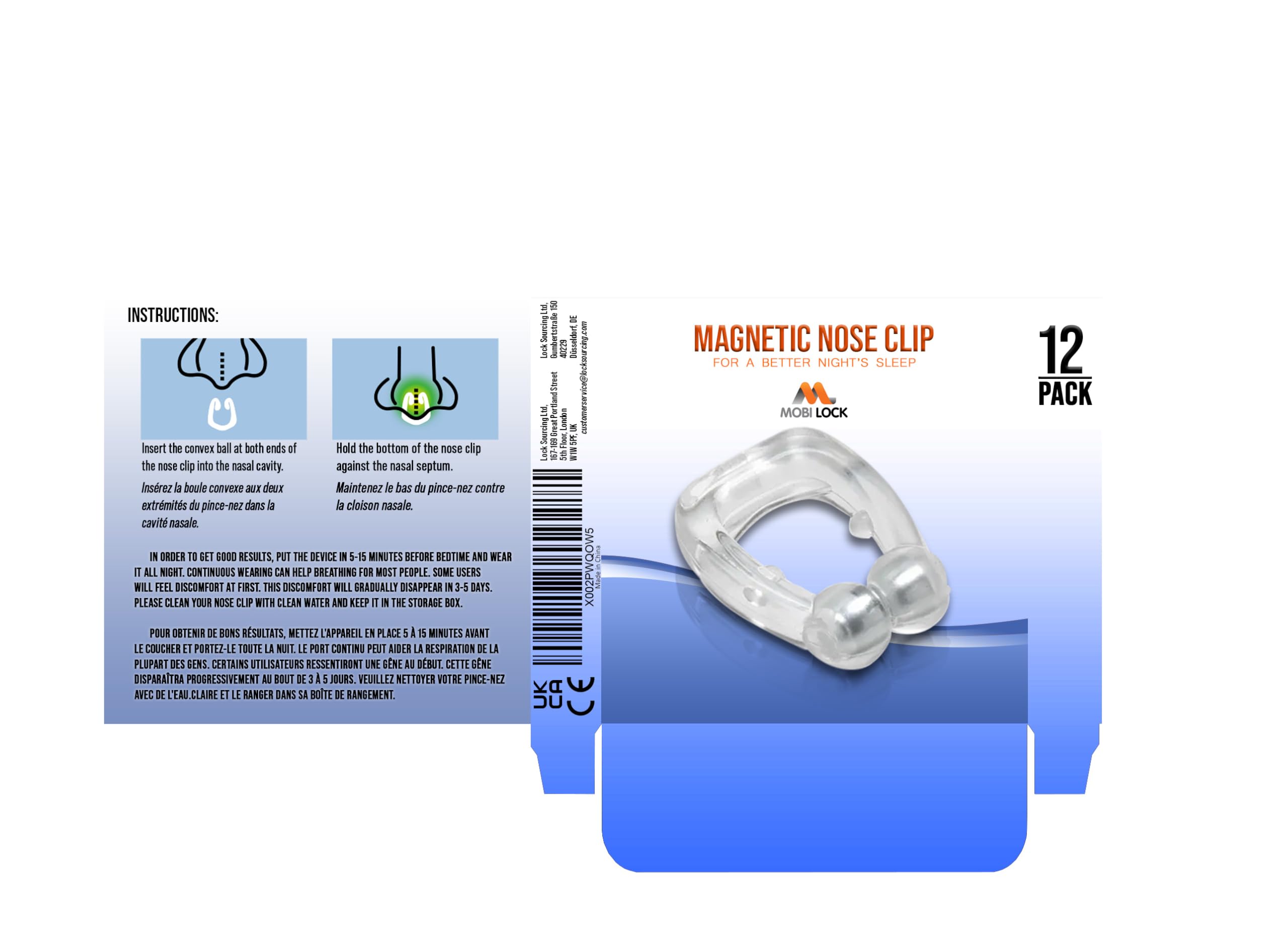 Mobi Lock nasal clip in a soft pouch while traveling for on-the-go use.