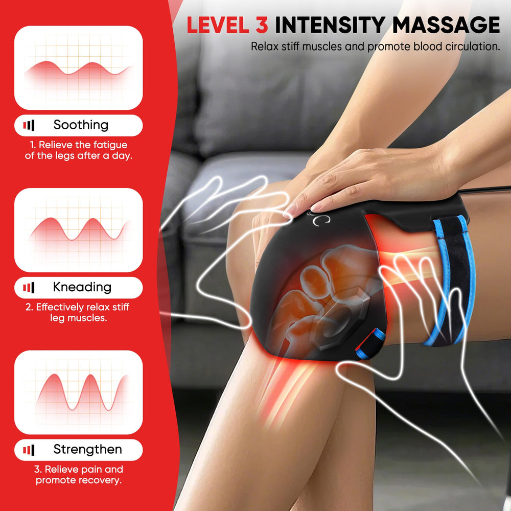 MOCKPOSE heated knee brace provides gentle warmth for stiffness relief.