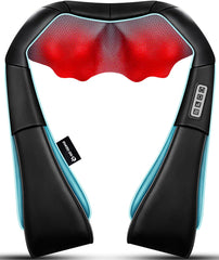 Mo Cuishle neck and back massager in use with heat for relaxed shoulders.