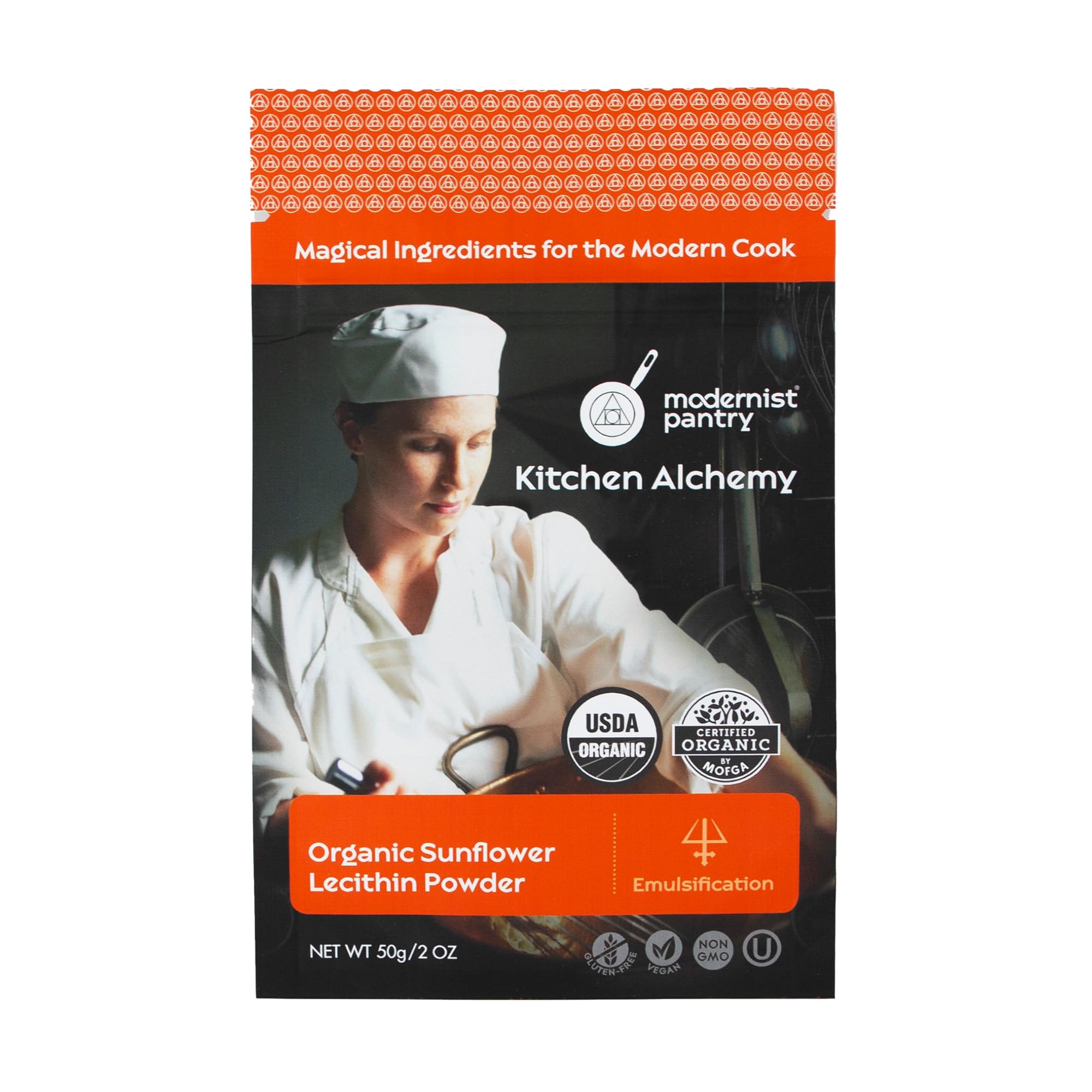 Modernist Pantry Organic Sunflower Lecithin Powder package ready for emulsifying fats in sauces and chocolate