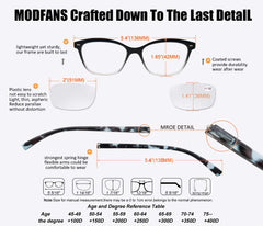 MODFANS four-pack reading glasses with pouch included for travel and backup readers