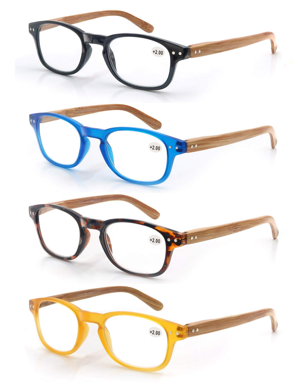 MODFANS reading glasses with wood-look frame for daily reading clarity