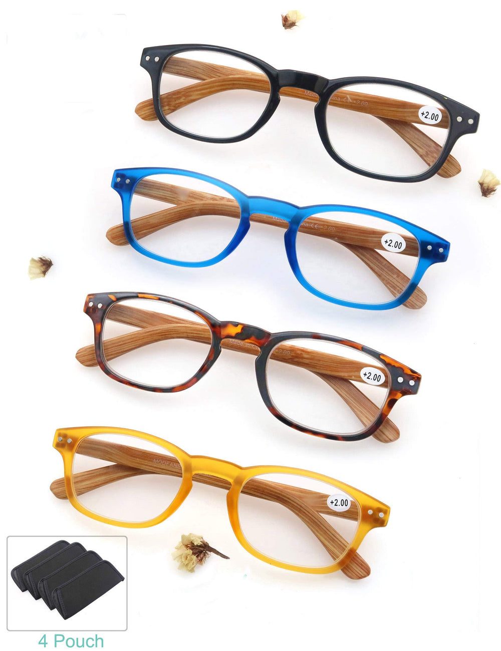 MODFANS wood-look glasses spring hinges for comfortable fit