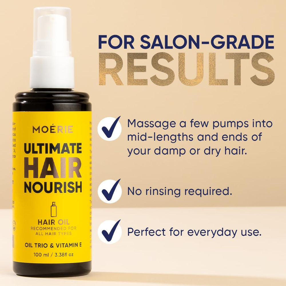 Moerie Ultimate Hair Oil green-energy production supports eco-conscious care.