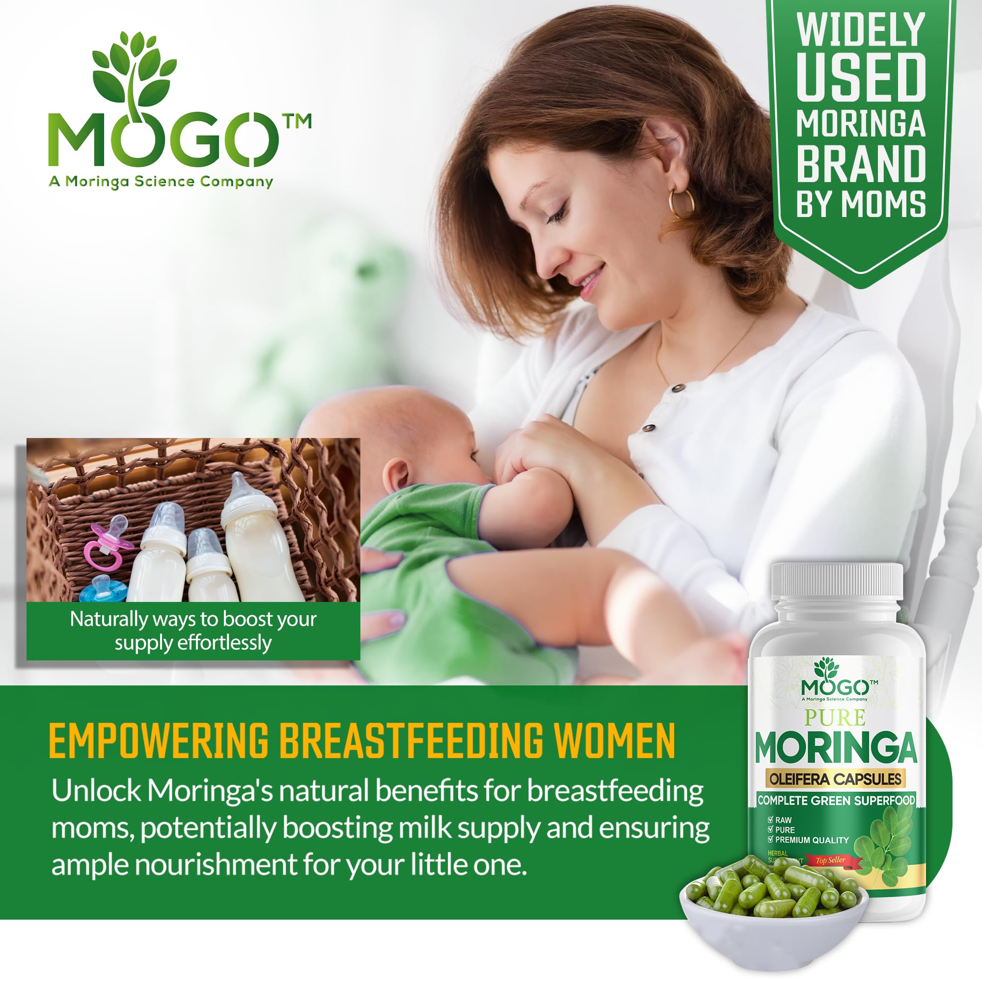 MOGO Moringa lactation-use guidance image for breastfeeding support