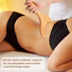 MoHern lymphatic drainage massager wood demonstrates ergonomic grip for easy body shaping