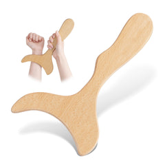 MoHern Wood Therapy Massage Tool closeup showing smooth beech wood for gentle lymphatic work