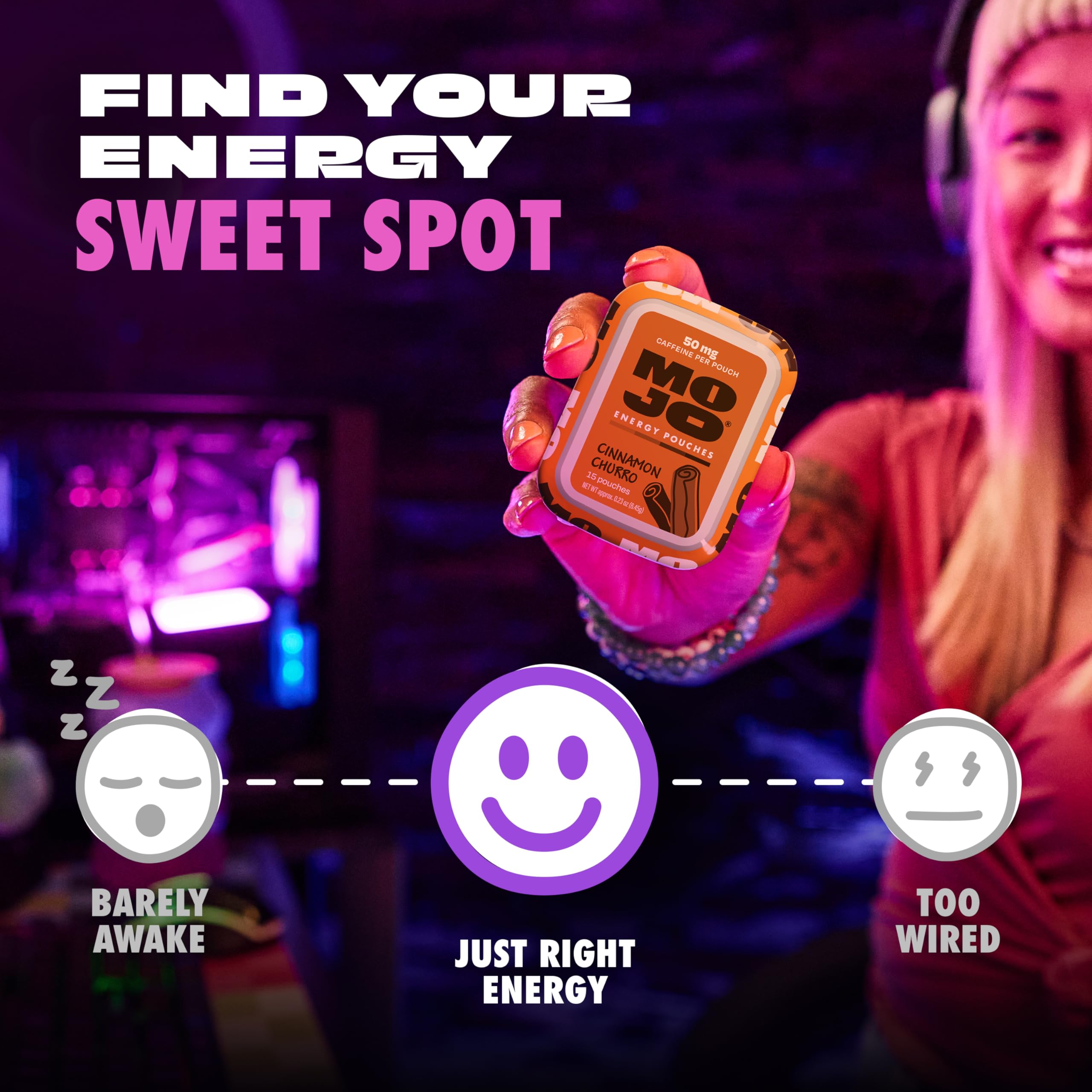 MOJO Cinnamon Churro flavor visual with warm cinnamon tones.