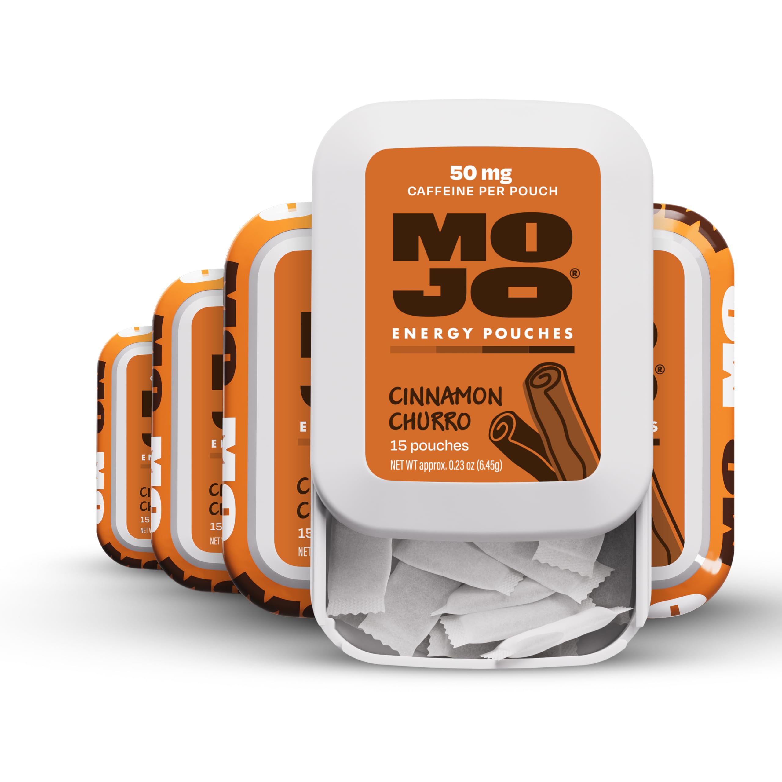 MOJO Energy Pouches Cinnamon Churro slider-pack front view for on-the-go energy.
