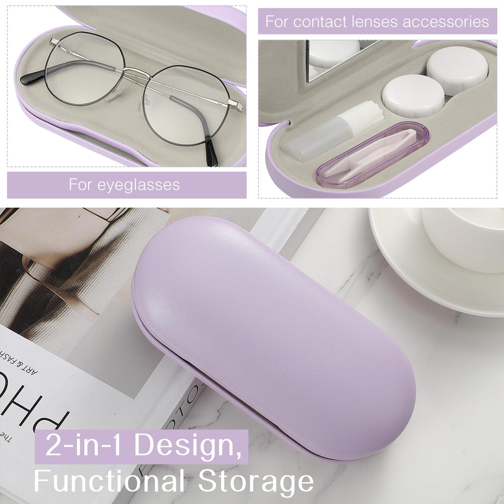 MoKo double eyeglass case inside shows two sides for glasses and lenses.