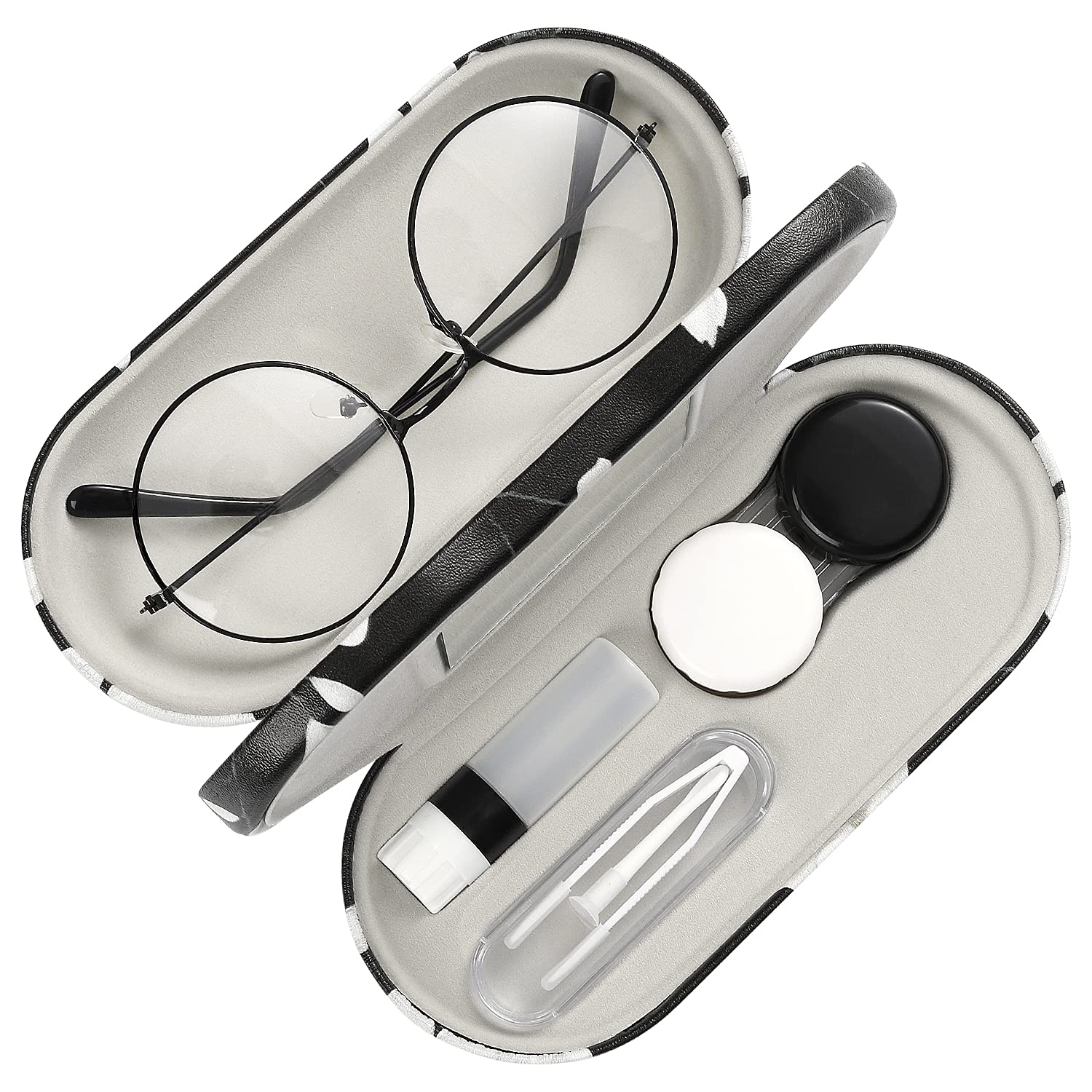 MoKo two-sided eyeglass case with mirror and tweezers for travel