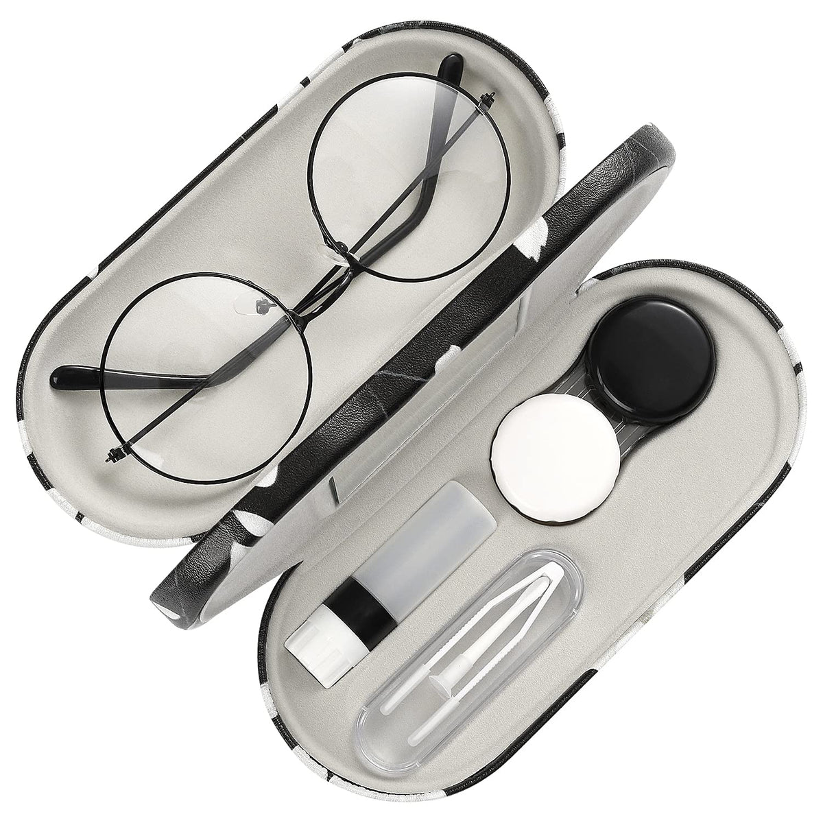 MoKo two-sided eyeglass case with mirror and tweezers for travel