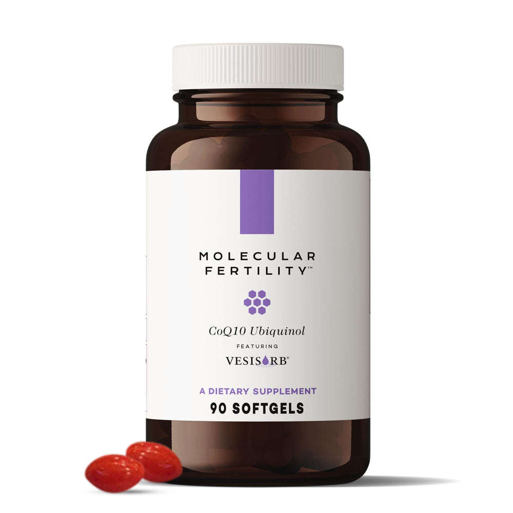 Molecular Fertility CoQ10 Ubiquinol bottle for daily energy support.