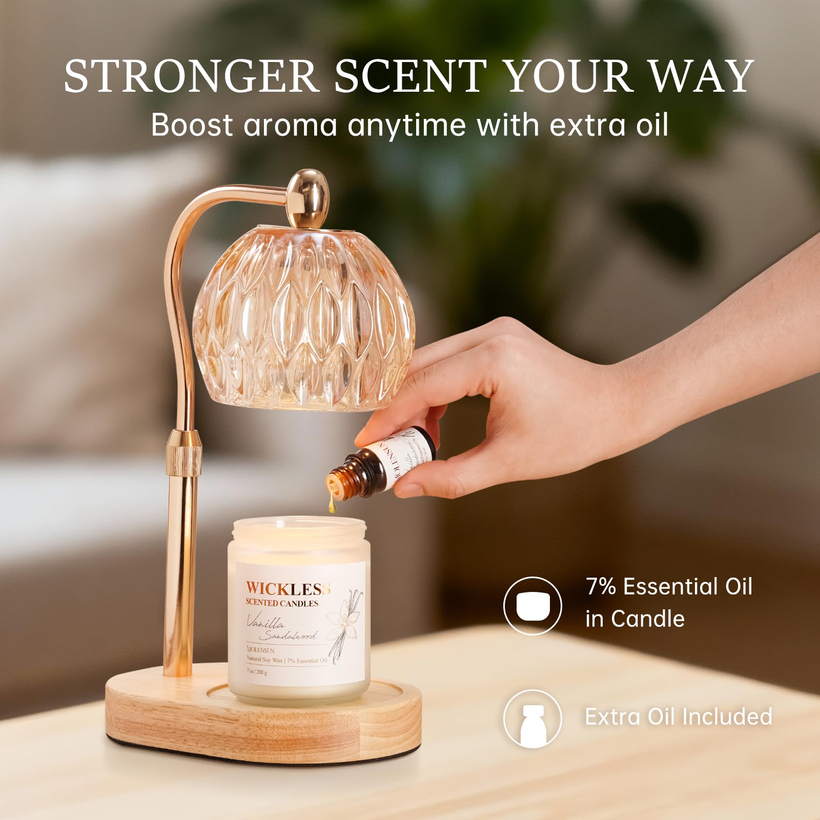 Molensun soy wax candle emits warm vanilla sandalwood notes for cozy evenings