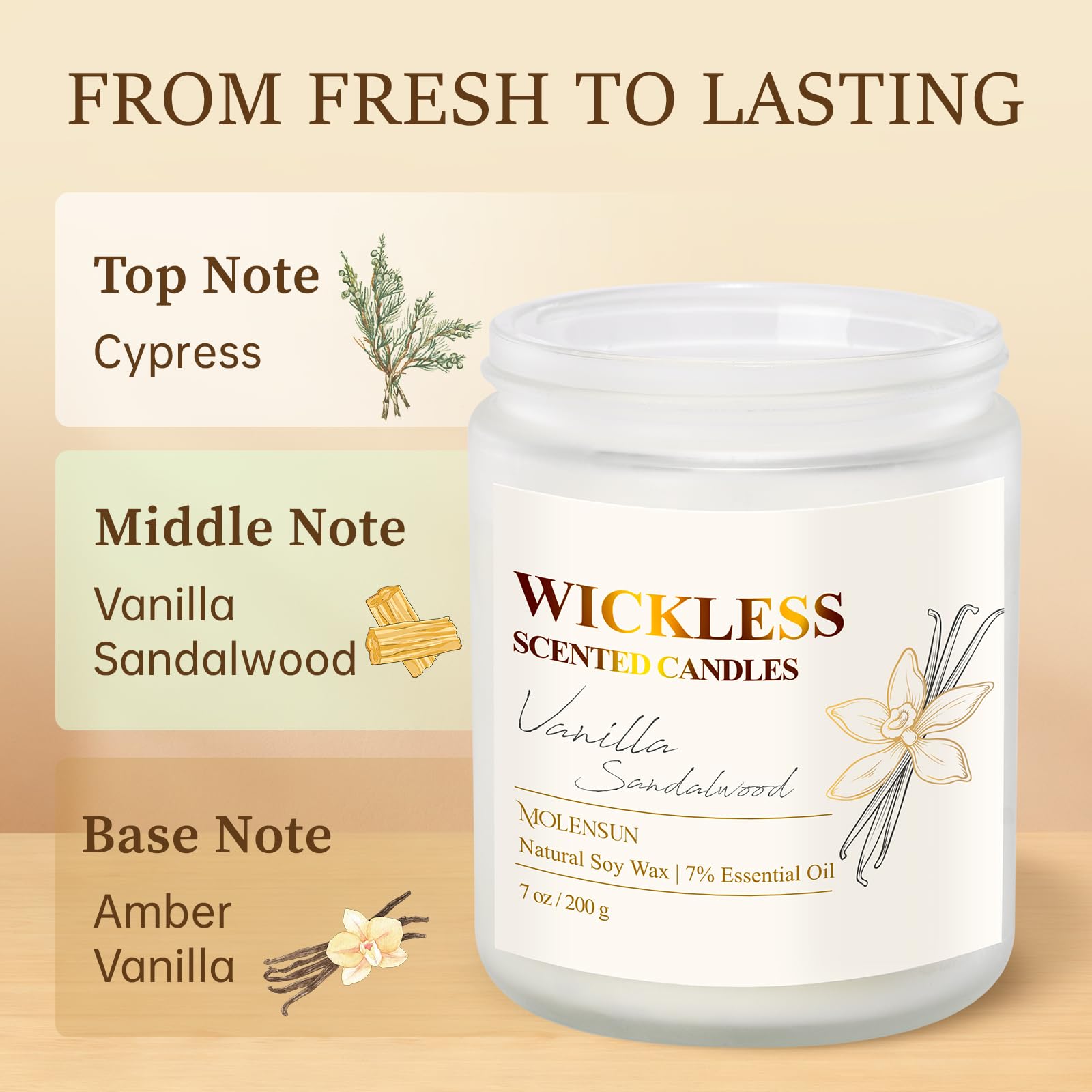 Molensun wickless candle creates a warm ambiance in any room