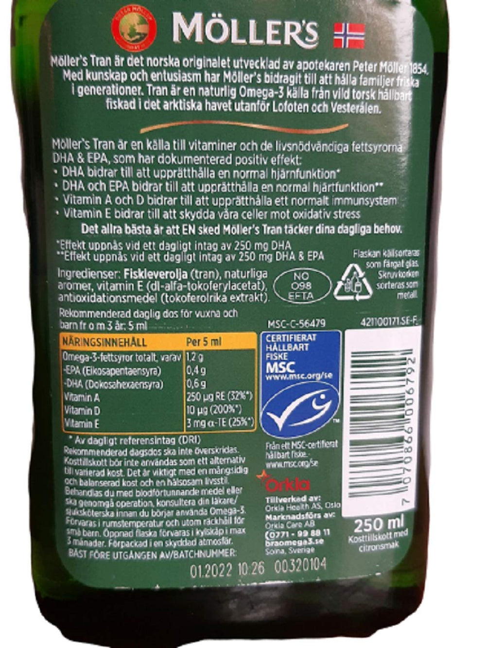 Mollers Tran lemon citron flavored oil pour for easy dosing
