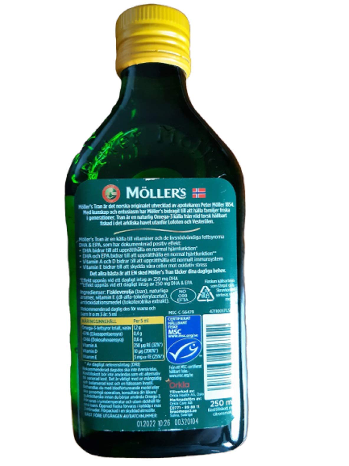 Refrigerated Mollers Tran cod liver oil preserves freshness after opening