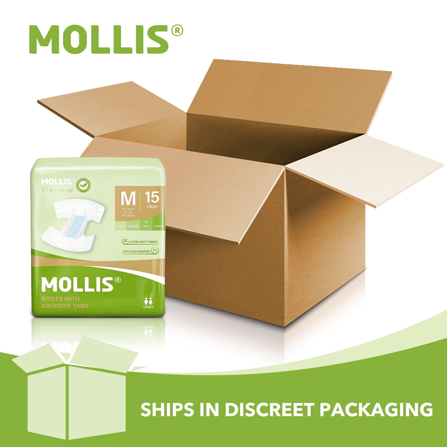 MOLLIS soft non-woven fabric reduces chafing and enhances comfort