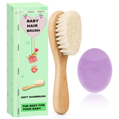 Molylove baby hair brush with natural goat hair bristles for gentle detangling