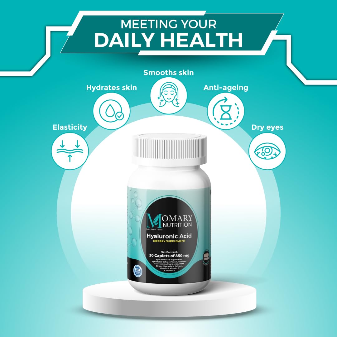 Ingredients scene featuring collagen and hyaluronic acid in MOMARY NUTRITION formula