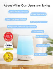 Momcozy baby sound machine app remote control enables easy customization.