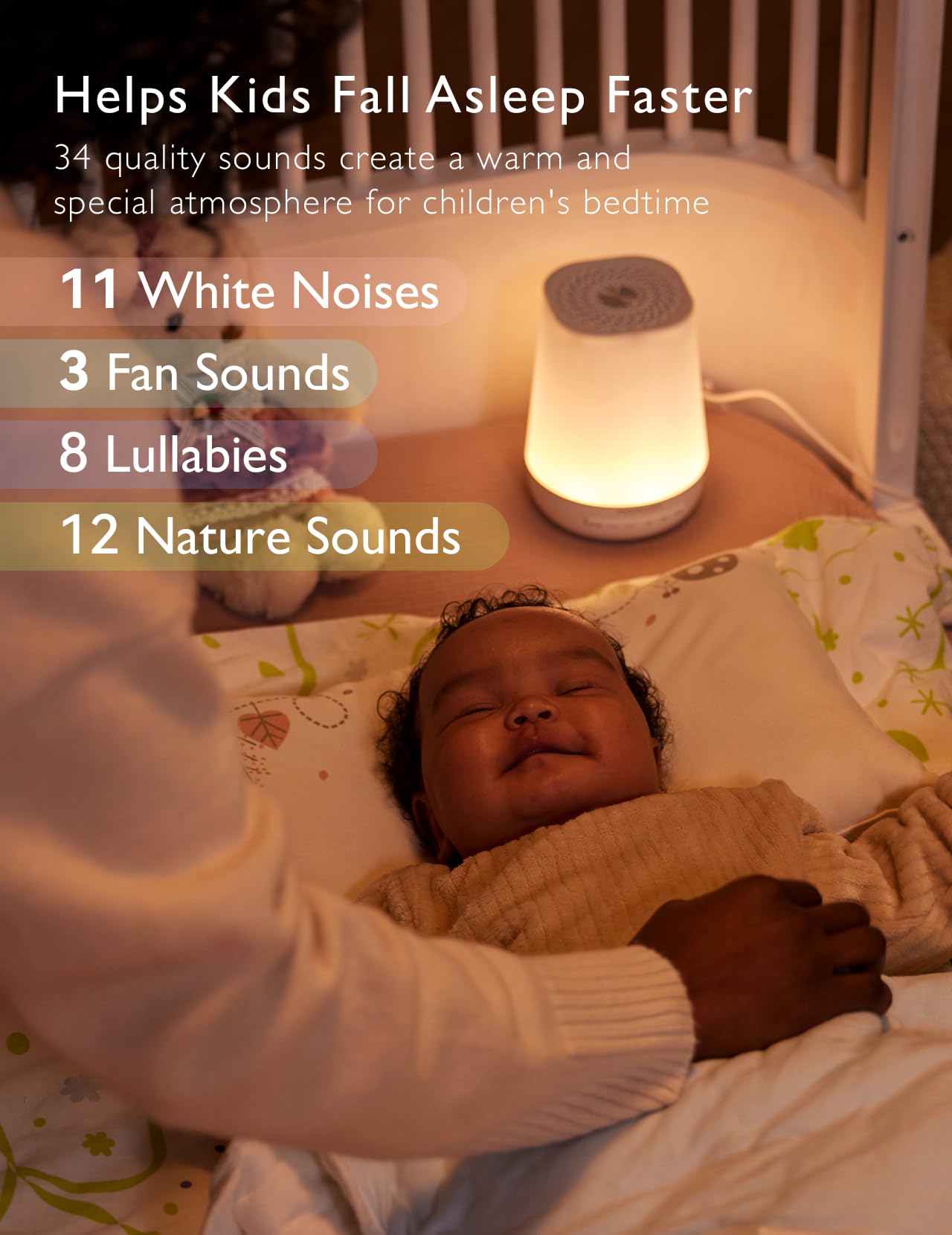 Momcozy baby sound machine soft-touch control for quick adjustments.