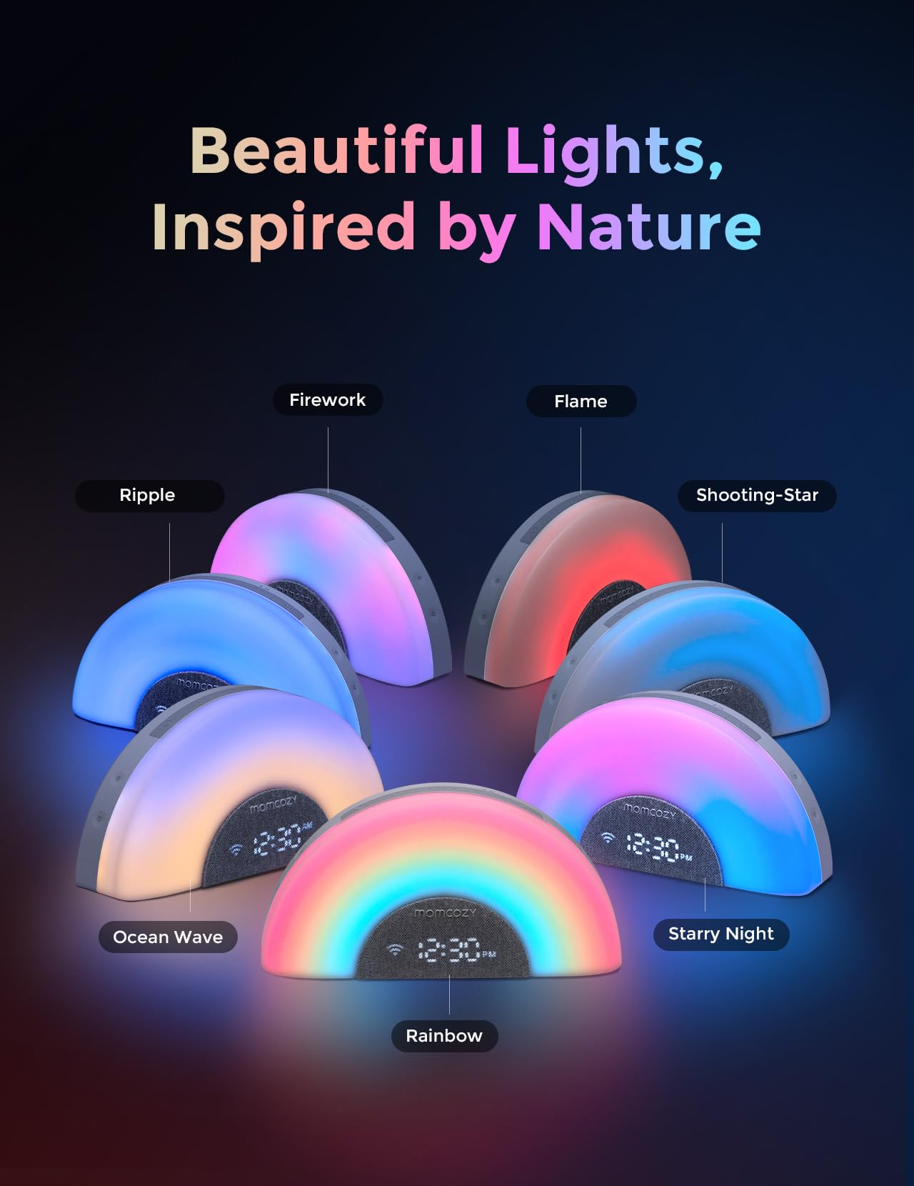 Momcozy travel-friendly unit combines light, sound, and clock in one