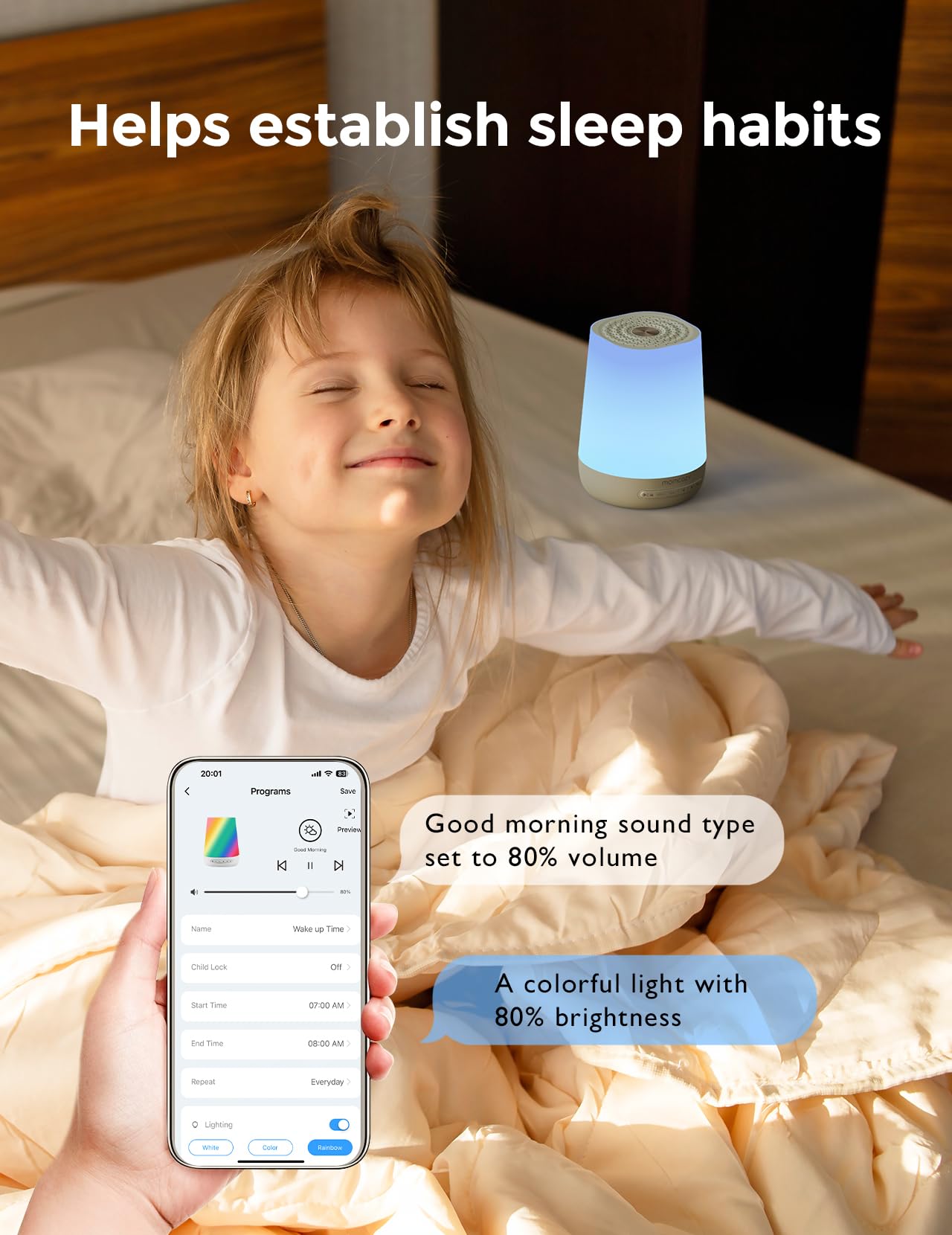 Momcozy compact plug-in design green fits beside your bed