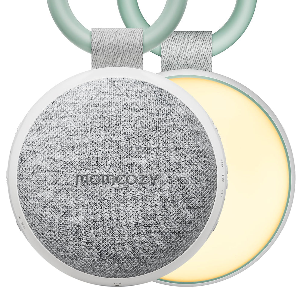 Momcozy portable sound machine with amber night light for calmer nights
