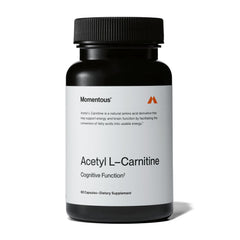 Momentous Acetyl-Carnitine bottle highlighting cognitive support potential