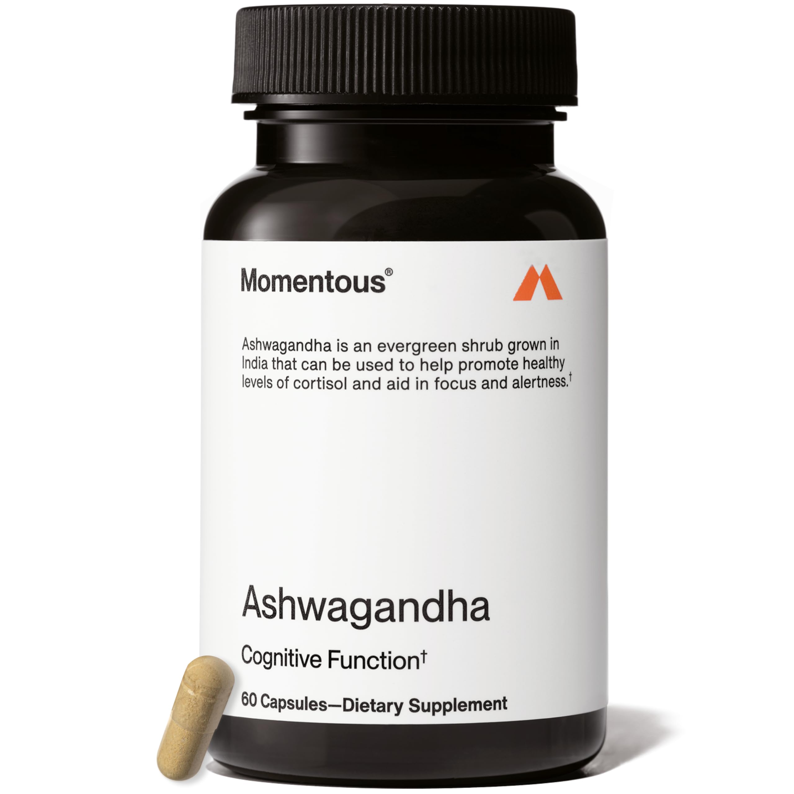 Momentous Ashwagandha NooGandha bottle close-up for cognitive support