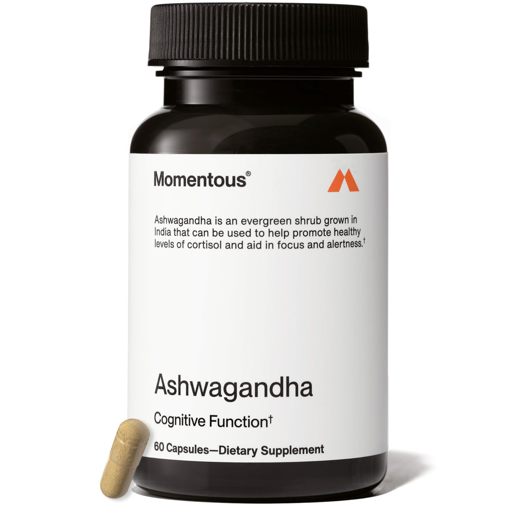 Momentous Ashwagandha NooGandha bottle close-up for cognitive support