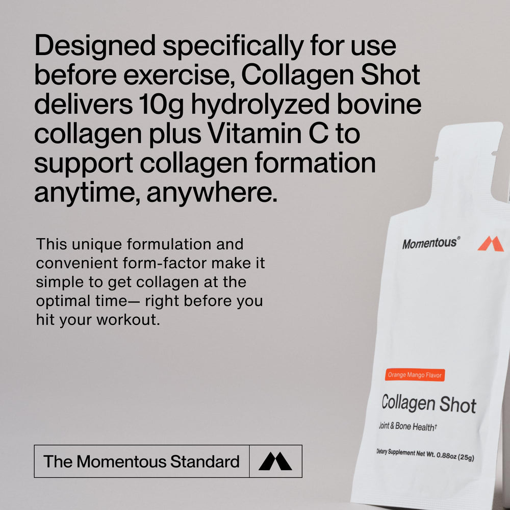 Momentous Collagen Shot front packaging box aids product selection