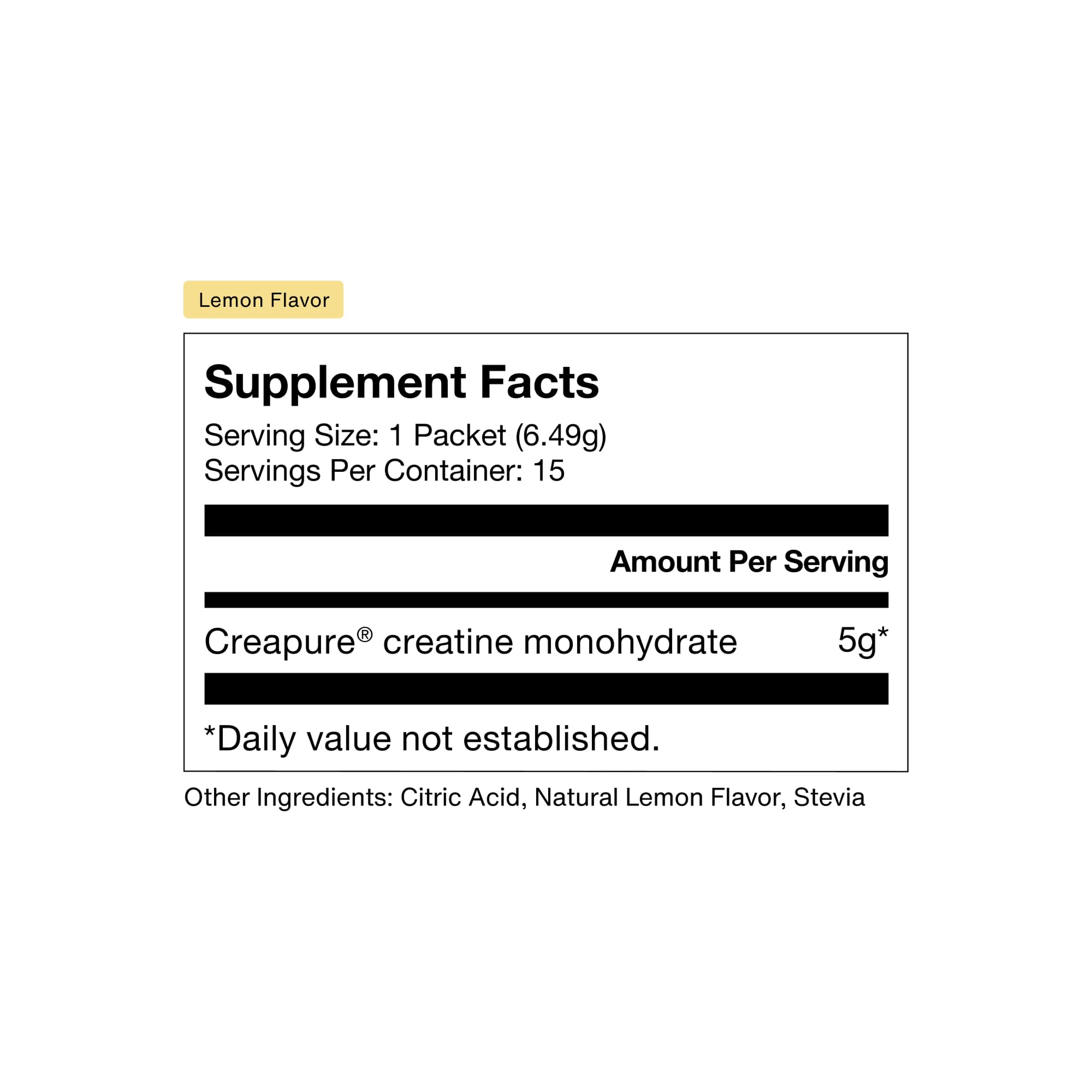 Momentous Creatine Lemon scoop showing convenient single-serve portion.