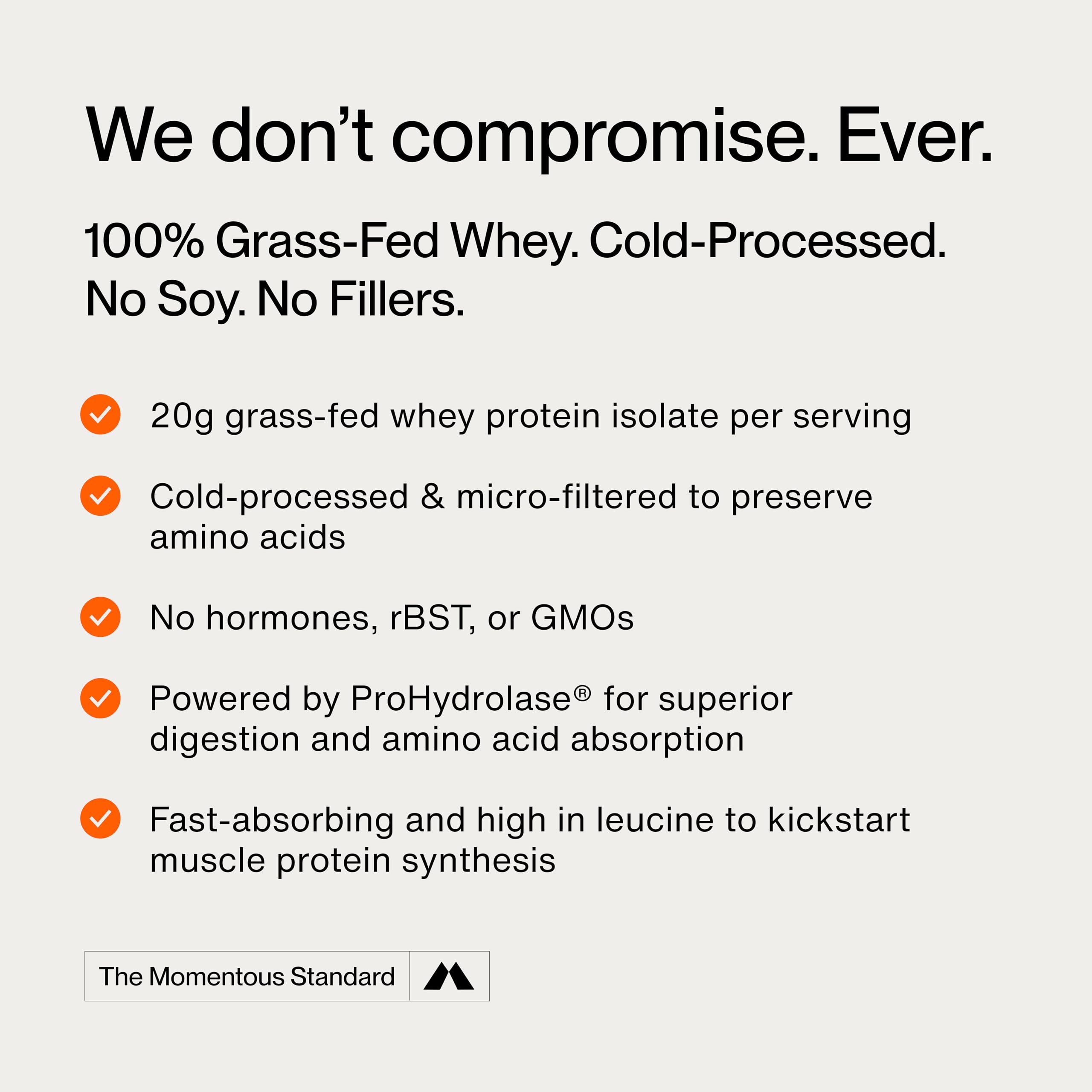 Momentous Essential Whey NSF Certified badge indicating sport-quality nutrition