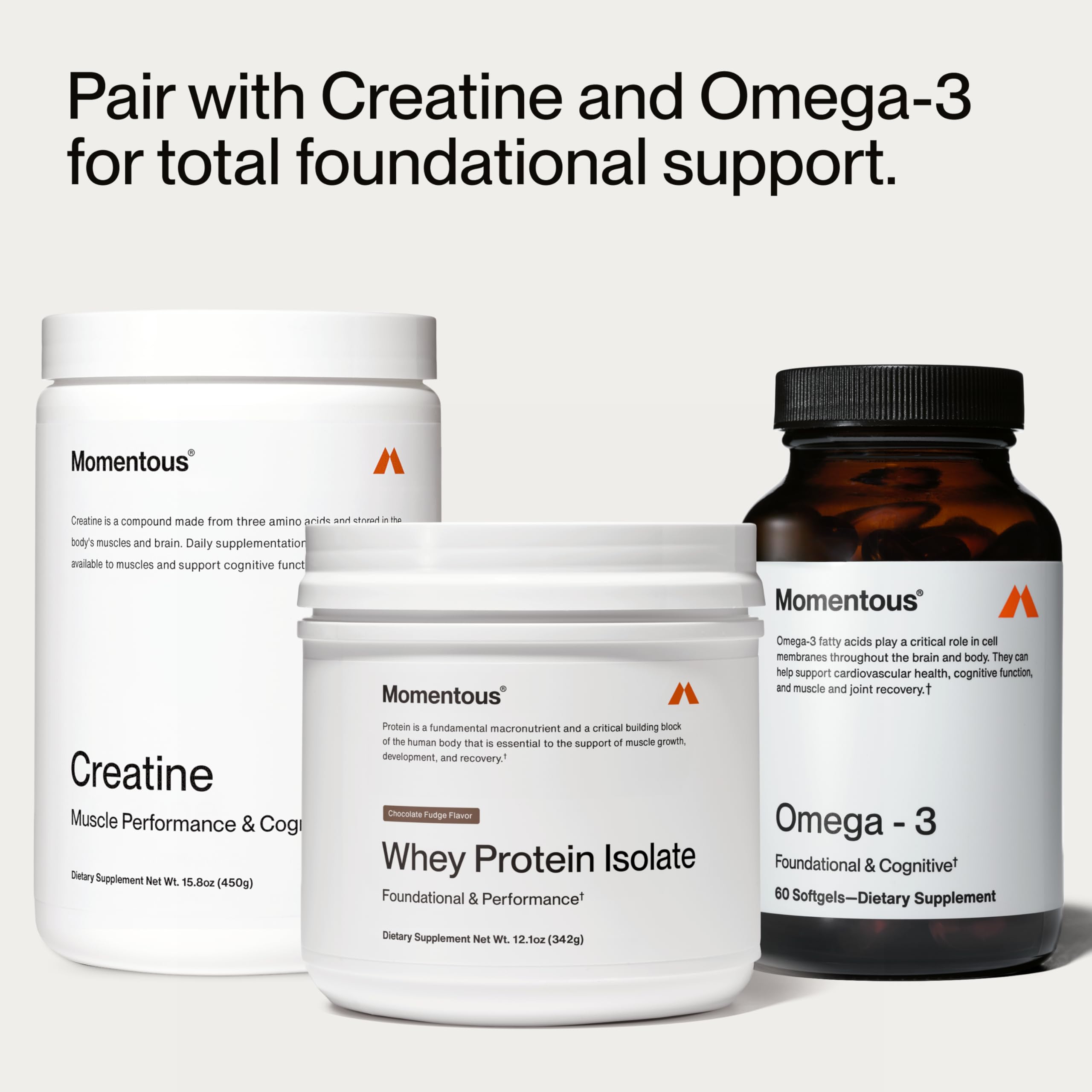 Momentous Essential whey protein chocolate fudge serving in a cup demonstrates versatile consumption