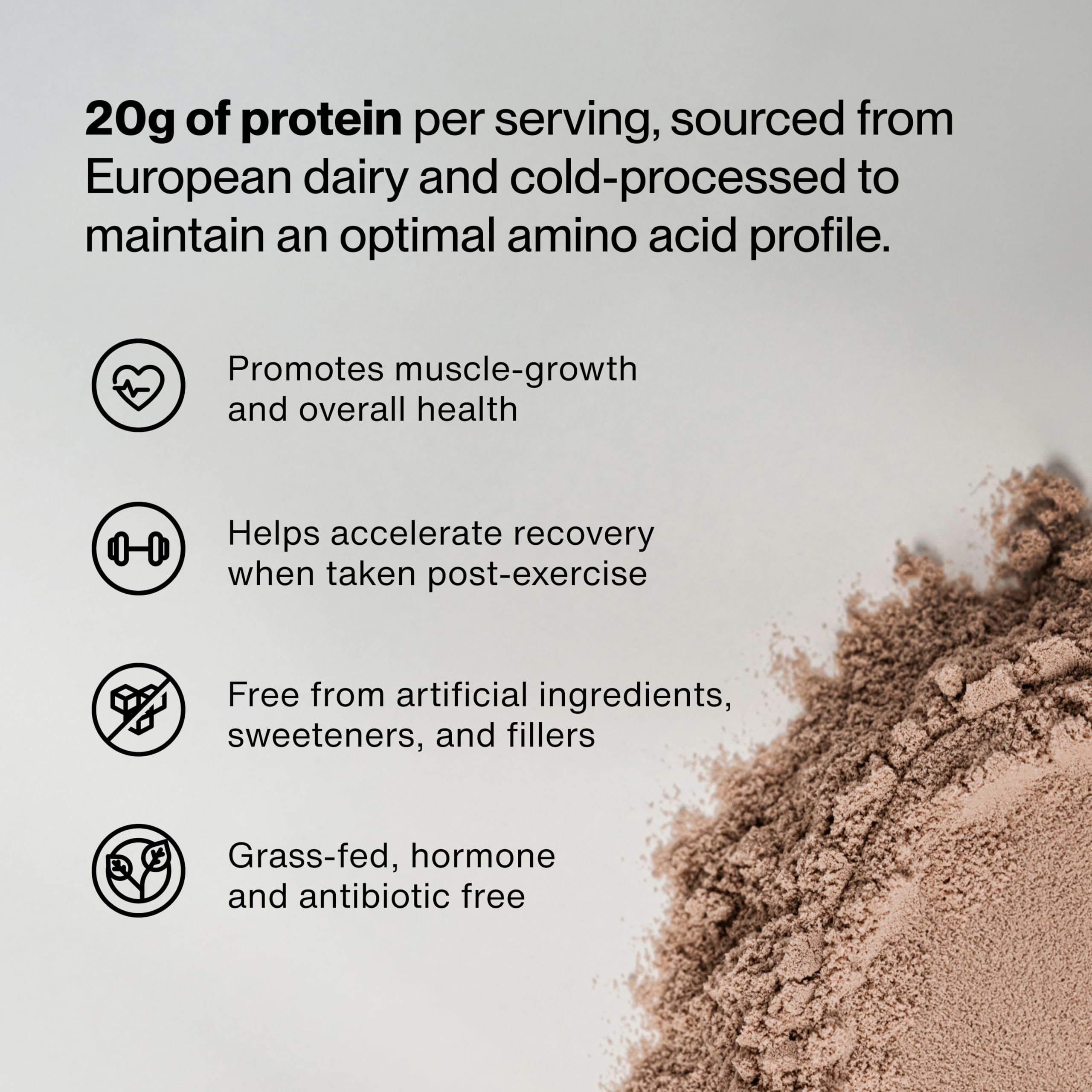 Momentous Essential whey protein isolate 20 g NSF-certified label close-up.