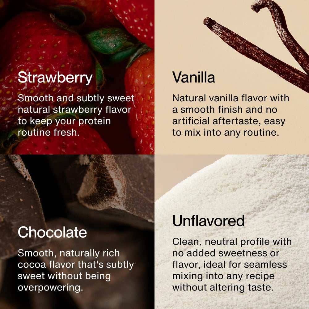 Momentous Essential strawberry protein shake in a glass, refreshing and tasty.