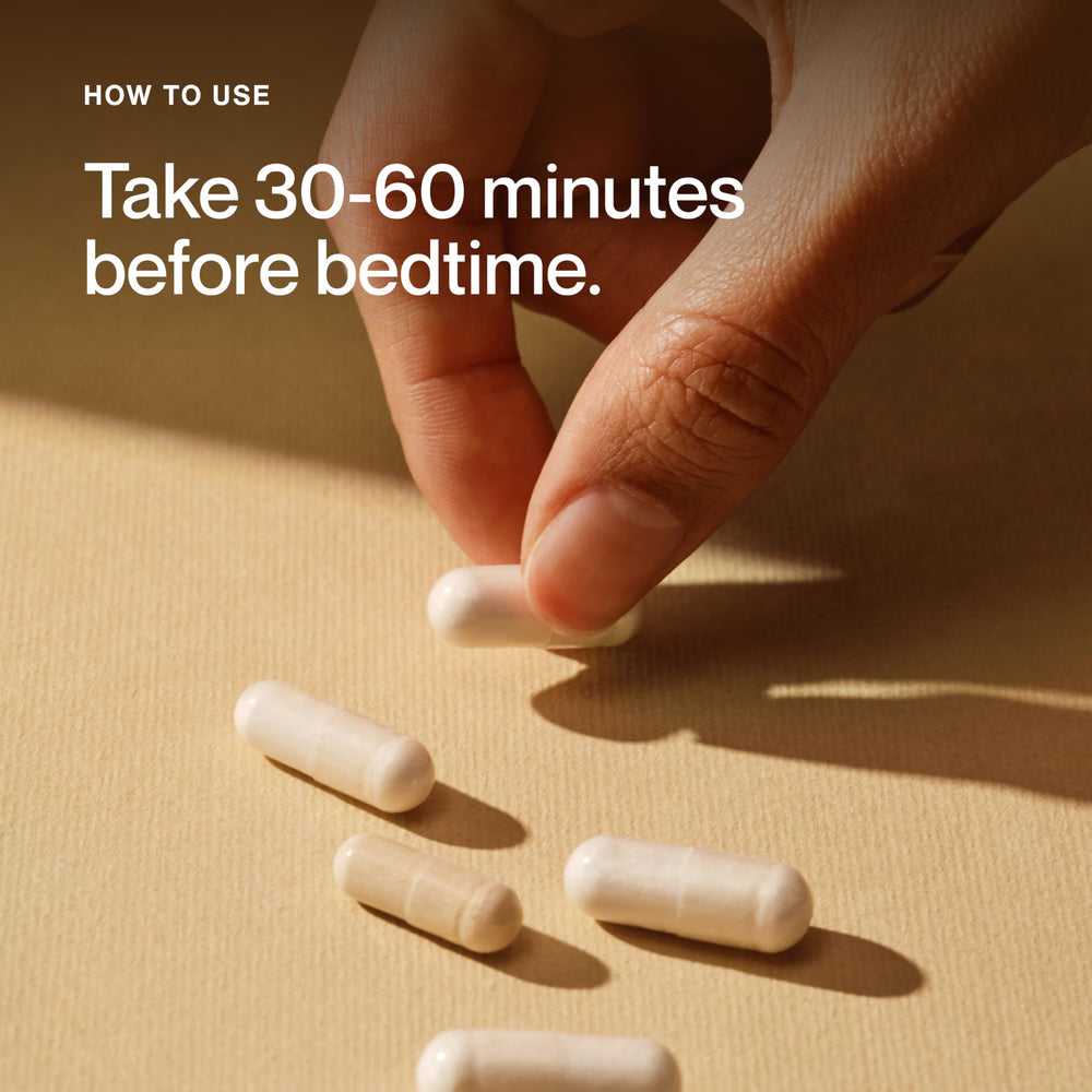 Momentous Nightly Sleep Pack on nightstand creates a peaceful evening scene.