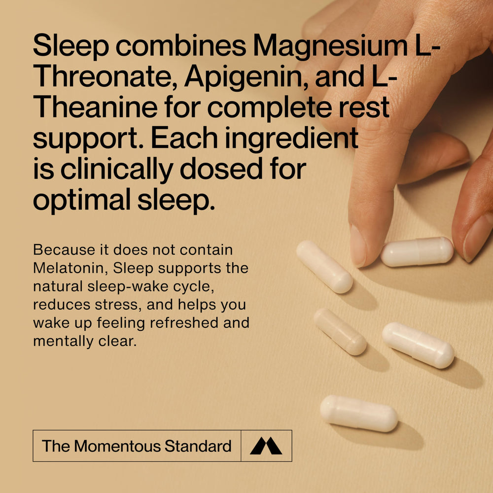Momentous Nightly Sleep Pack serving packs show the three supplement components.