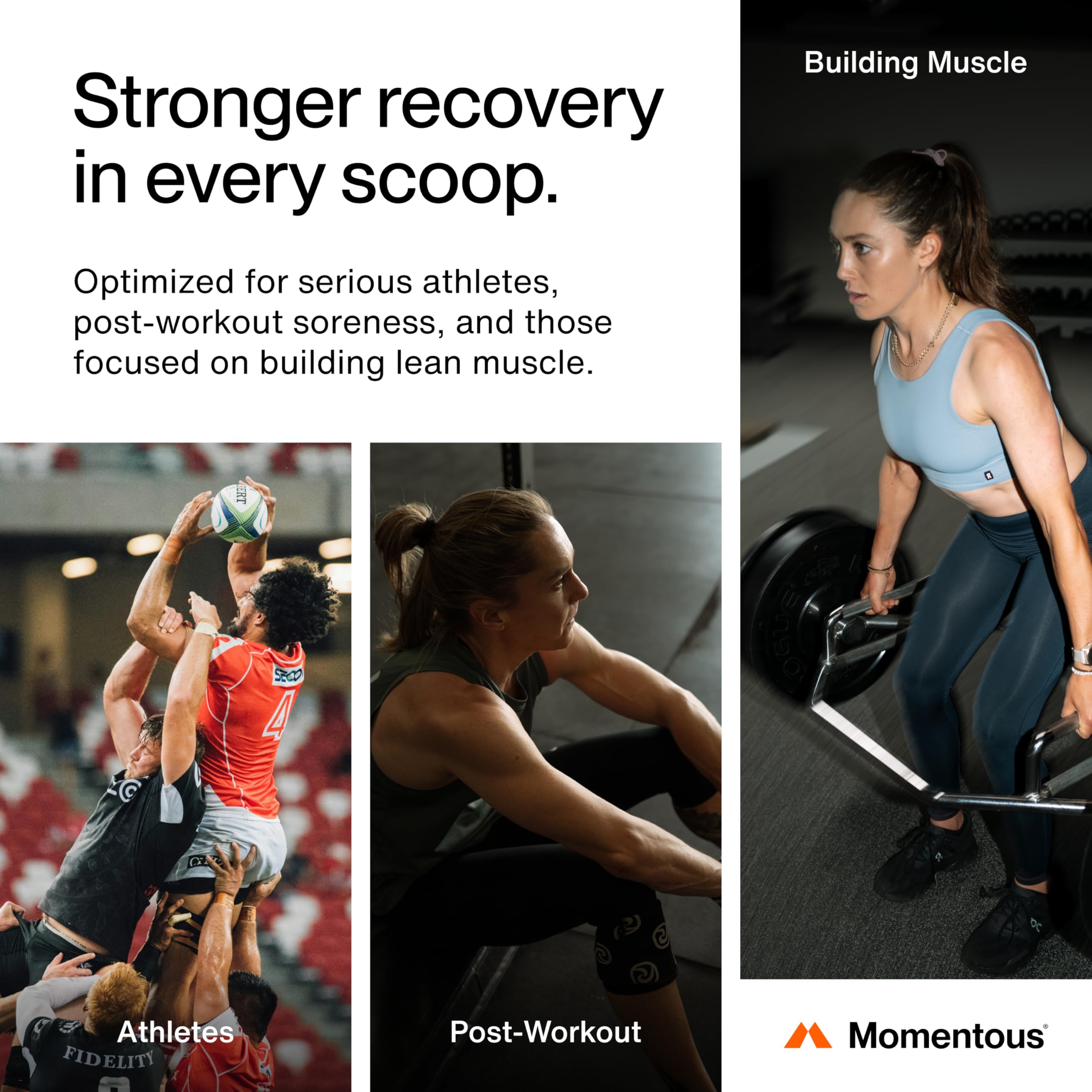 Momentous Recovery shaker with prepared vanilla shake illustrating easy mixing and smooth texture.